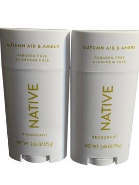 2 Pack Native Autumn Air & Amber Deodorant Stick-Paraben Free & Aluminum Free